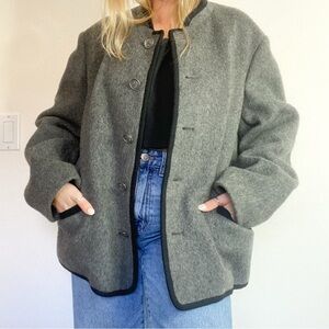 Vintage Lodenfrey Gray Wool German Button Front Coat